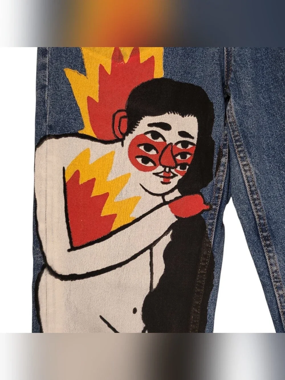 Zara x Ricardo Cavolo Handpainted Artistic Mom Jeans Size US 4 Measures 28x27